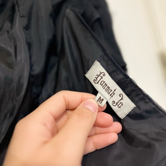 Hannah Jo Black Strapless Mini Dress with Ruffle and Flower Detailing Size M - Picture 8 of 8